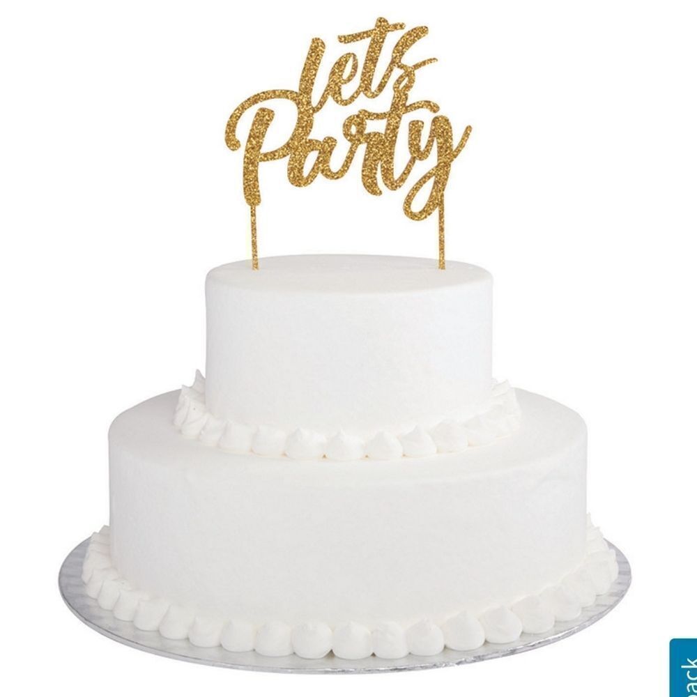 NWT 🆕️ Gold Glitter Let's Party Cake Topper